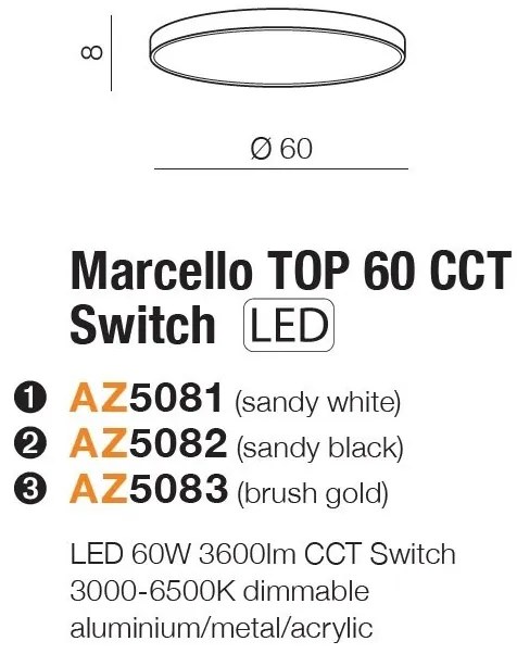 Lustra LED design circular MARCELLO TOP 60 CCT SWITCH BK