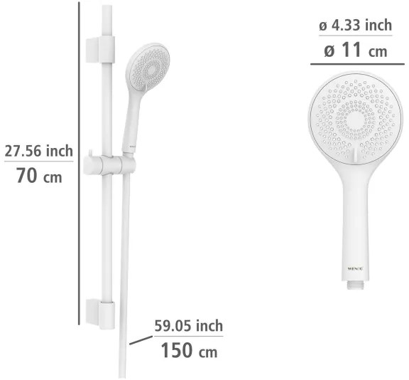 WENKO 24916100 - Set de duș WATERSAVING SYSTEM, 70 cm, alb