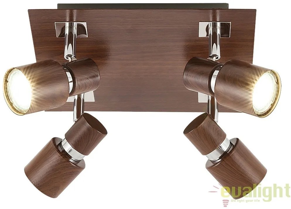 Lustra, Plafoniera cu 4 spoturi, dim.25x25cm, finisaj wenge, Merkur 6008 RX
