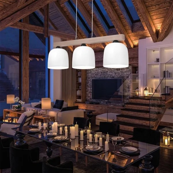 Lustră pe cablu NONNA 3xE27/60W/230V stejar/alb Kolarz A1352.83.W