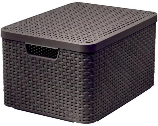 Cos rufe, 2 manere, capac, plastic, maro, 45x33x25 cm, Curver