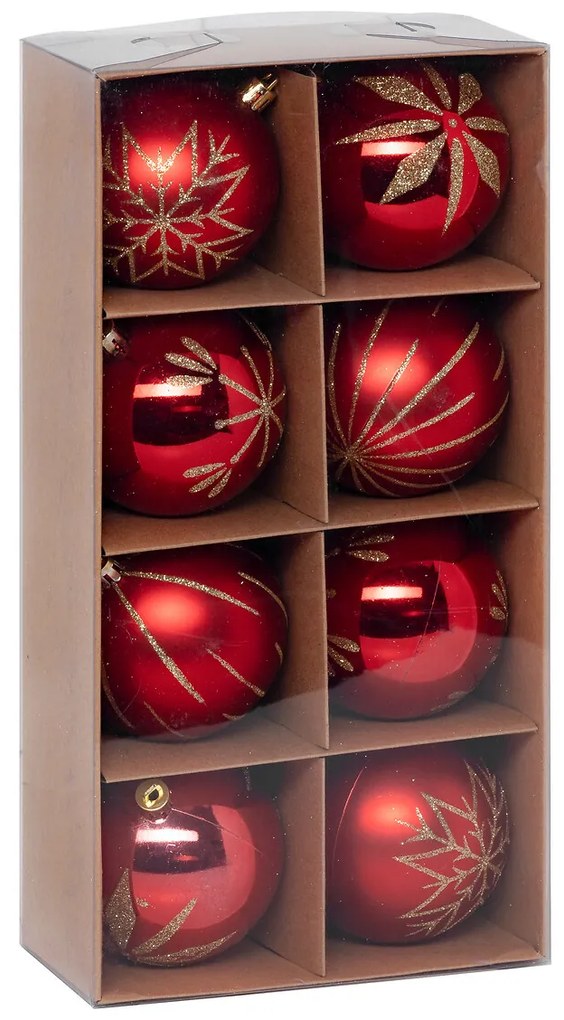 Set globuri cu decoratiuni aurii, 8 cm