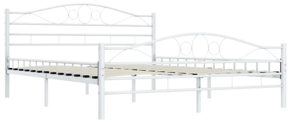 Cadru de pat, alb, 200 x 200 cm, metal Alb, 200 x 200 cm
