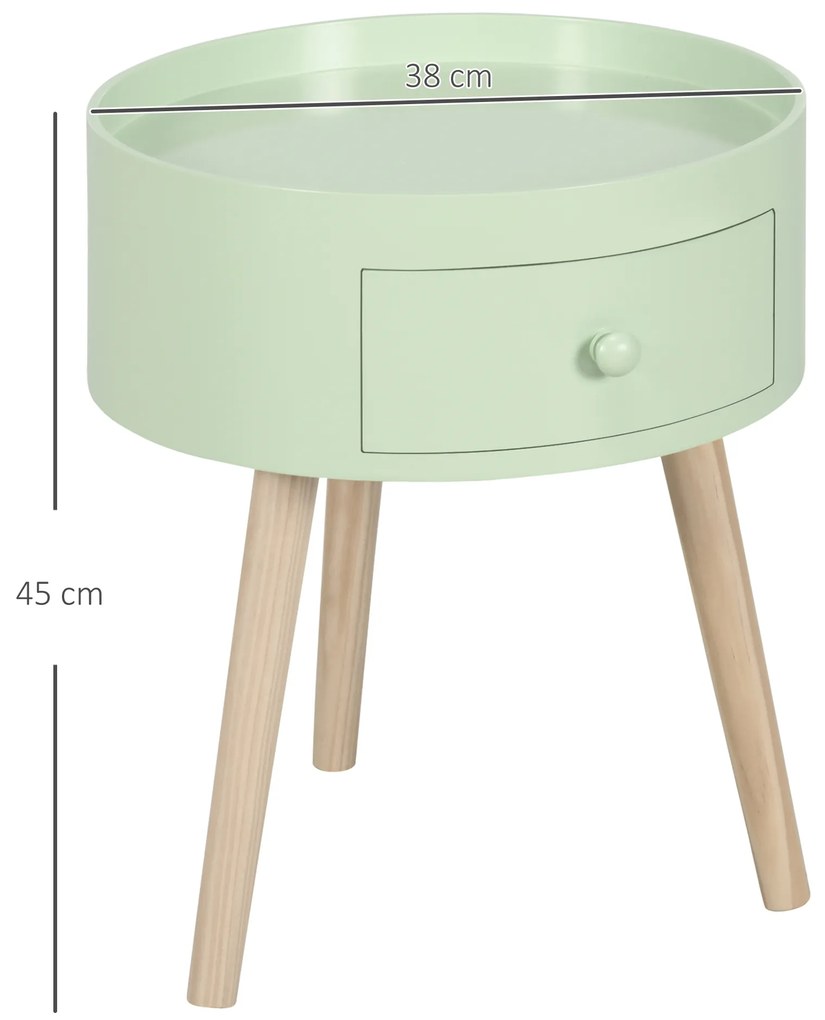 HOMCOM Masa de cafea masa de noapte masa de noapte rotunda design scandinav masa de suport cu sertar picioare subiri inclinate | Aosom Romania