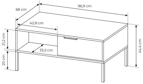 Măsuță de cafea Rastafa 2S (Stejar artisan + Negru). 1071384