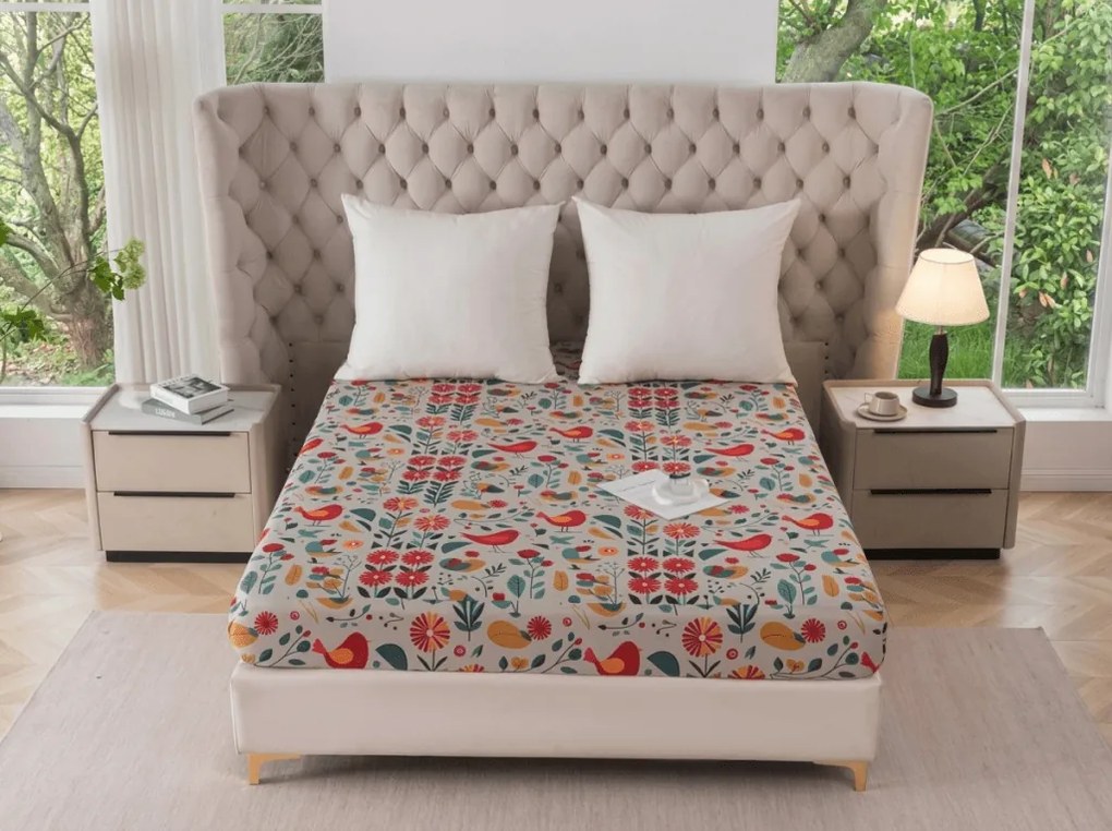 Cearsaf din microfibra RETRO BIRD colorat 90x200 cm