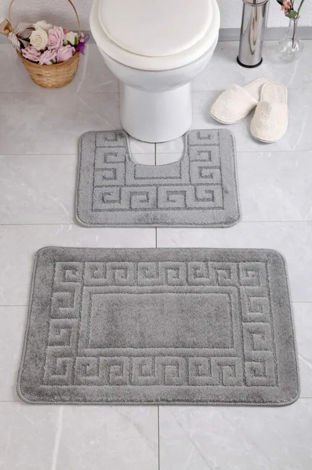 Set 2 Covorase de Baie Ethnic, Polipropilena, Gri