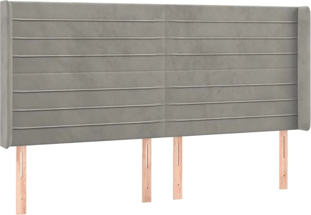 vidaXL Tăblie de pat cu aripioare gri deschis 163x16x118/128cm catifea