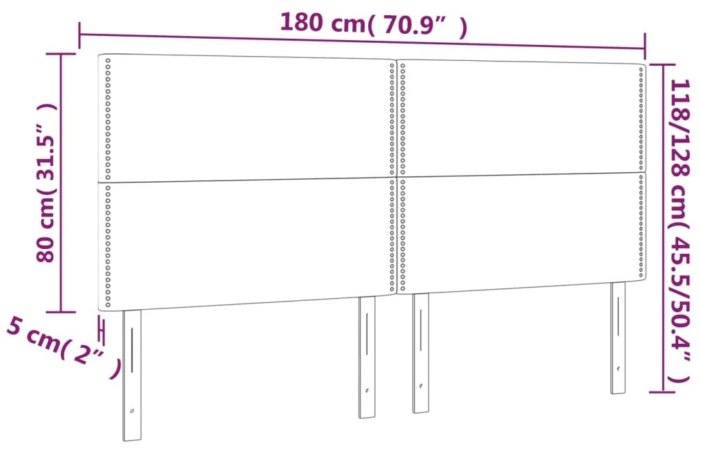 Tablii de pat, 4 buc, roz, 90x5x78 88 cm, catifea 4, Roz, 180 x 5 x 118 128 cm