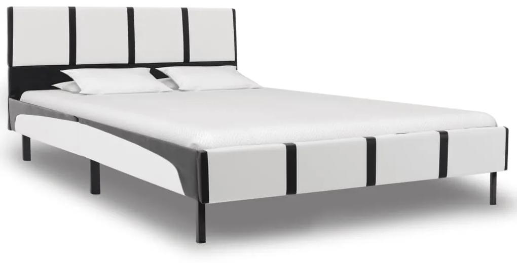 280283 vidaXL Cadru de pat, alb și negru, 120 x 200 cm, piele ecologică
