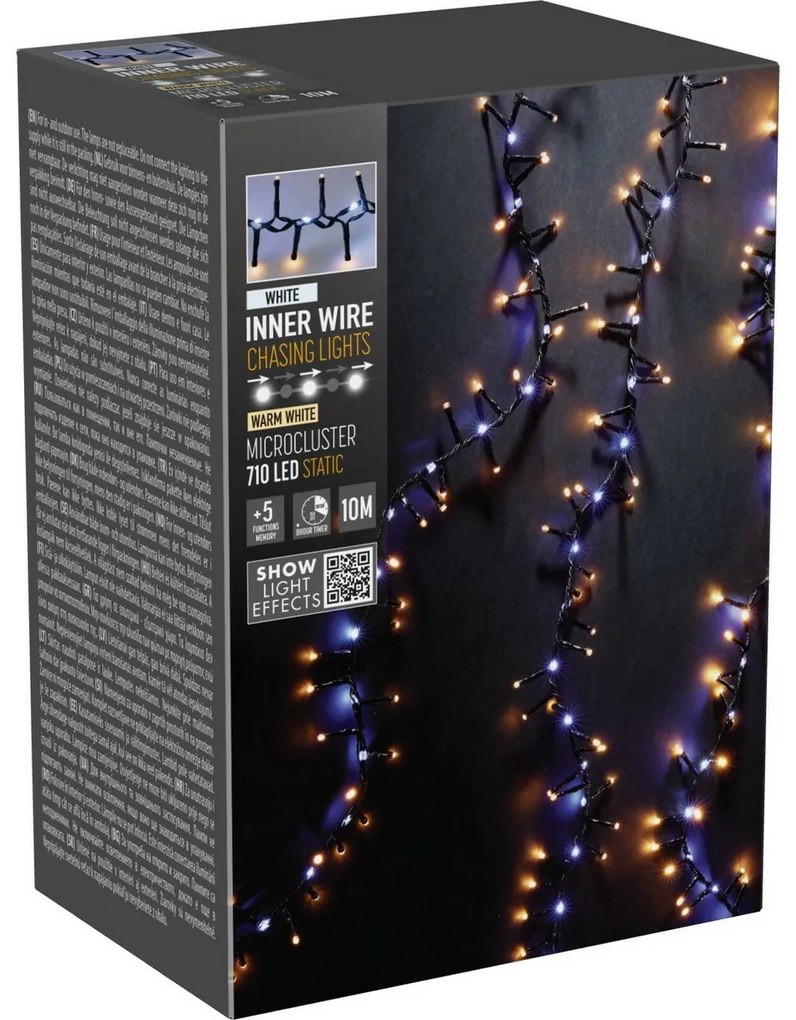 Instalație luminoasă exterior Waterfall, 10 m, 710LED, alb cald și alb rece, temporizator, IP44, 10 m