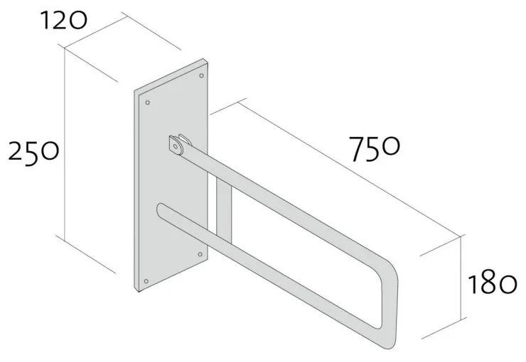 Bara suport ajutatoare rabatabila, 75 cm, crom, Cersanit Etiuda 750 mm