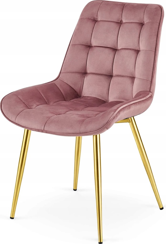 OFERTA Scaun de catifea roz inchis BERA cu picioare aurii II. calitate