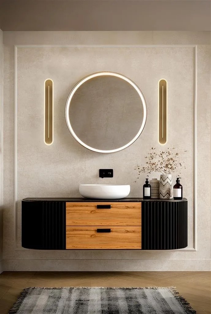 Aplica LED de perete baie metal alama satin IP44 Couper L-42cm