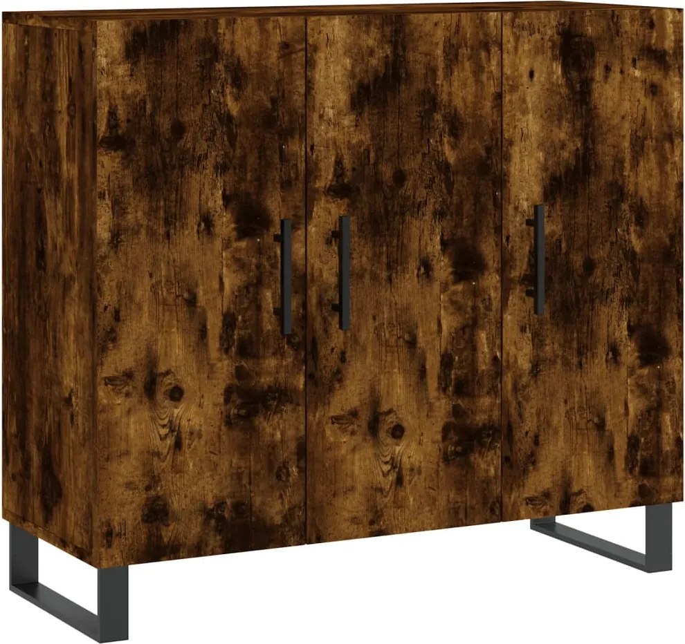 vidaXL Dulap, stejar fumuriu, 90x34x80 cm, lemn compozit