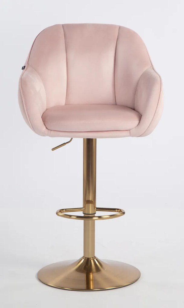 HR2055W Scaun Roz Pudra din Catifea cu Bază Aurie