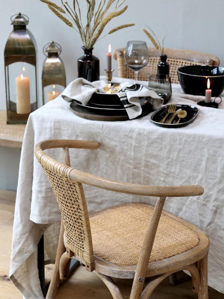 Scaun dining bej din rattan, cu aspect vintage Old French