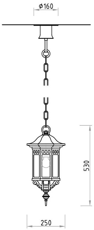 Pendul iluminat exterior din fier forjat, HL 2599, 25cm