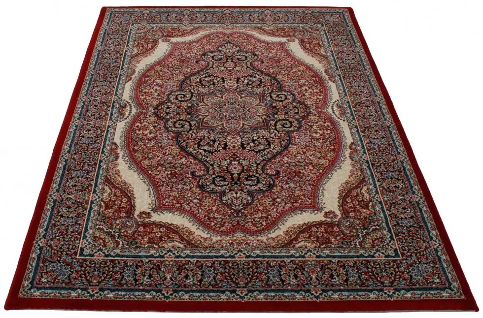 Covor persan burgundy Medalion 140x200 covor mecanic elegant pentru living sau dormitor