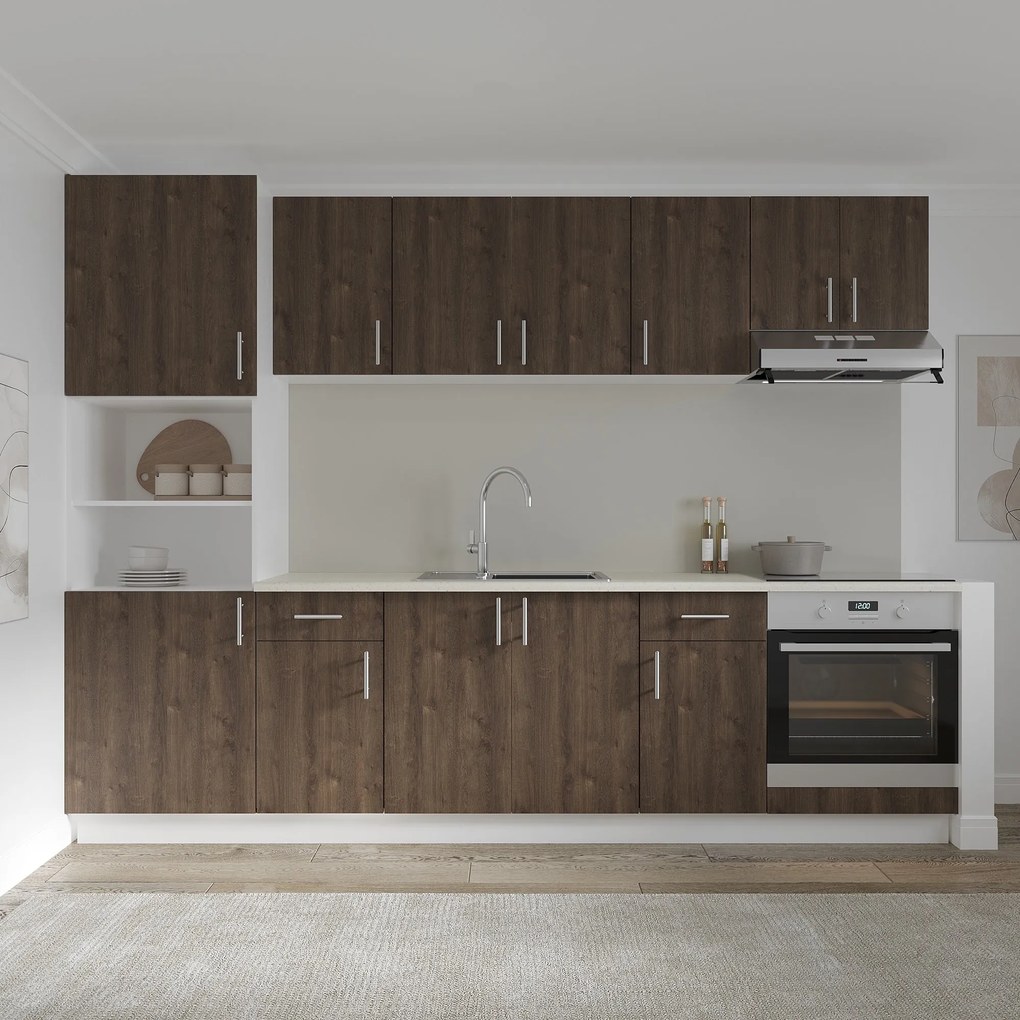 Set haaus V24, Stejar Bronz/Alb, Blat Thermo 28 mm, L 280 cm