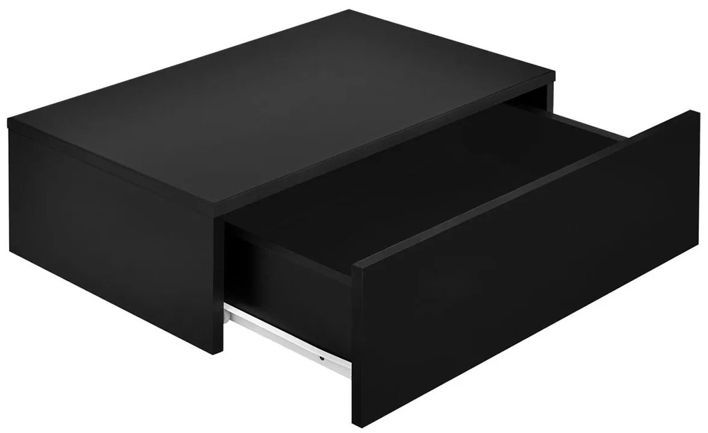 Noptiera montabila pe perete un sertar 46 x 30 x 15 cm PAL negru lucios