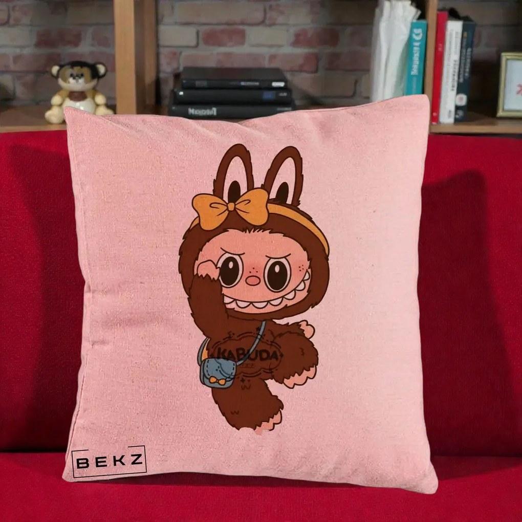 Perna Personalizata Kabuda Maro cu Funda Aurie, 40x40 cm, Roz, Husa Detasabila, Perna Inclusa, BEKZ®