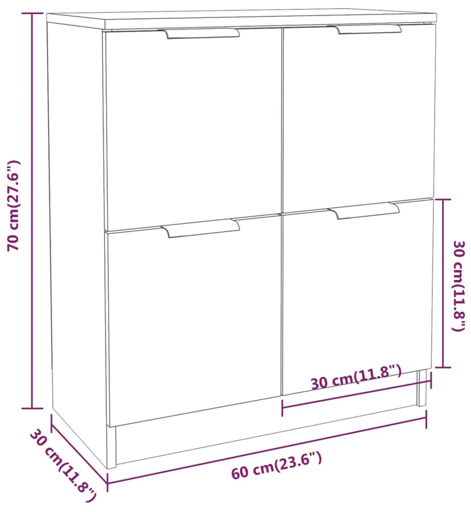 Servanta, stejar fumuriu, 60x30x70 cm, lemn prelucrat 1, Stejar afumat