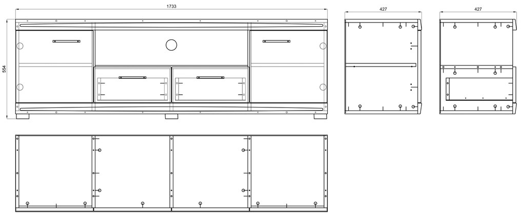 Mazzoni Mobilier perete SIMPLE Stejar Craft Auriu/Alb Luciu - COMODĂ MARE TV VITRINĂ DOUĂ COMODE PENTRU LIVING