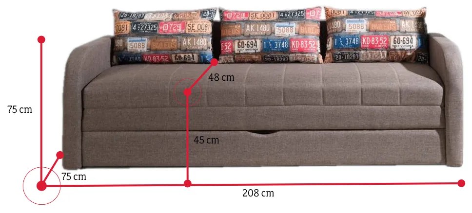Expedo Canapea extensibilă MICHEL B, 75x208x75, lux08/route65