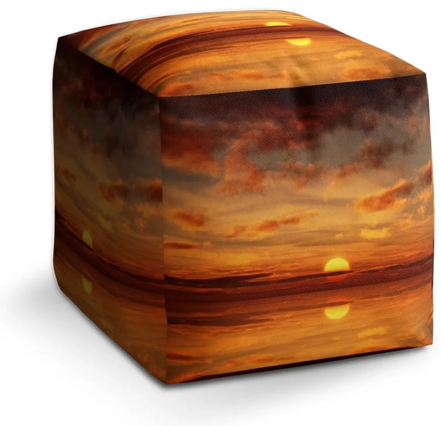 Taburet Cube soare portocaliu, portocaliu