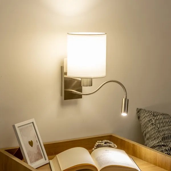 Lampă LED de perete Brilagi NUBILA 1xE27/25W/230V + LED/3W crom mat/alb