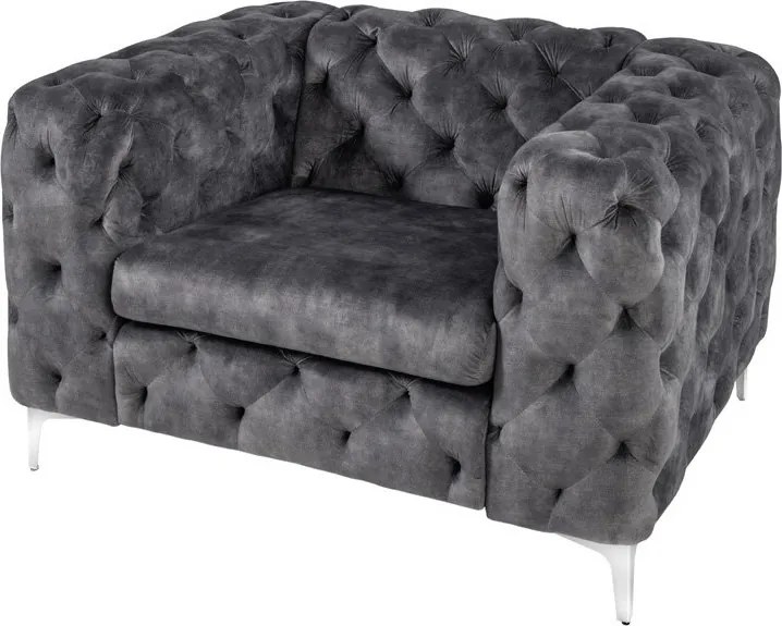 Fotoliu design Chesterfield, Catifea, Gri, MODERN BAROCK