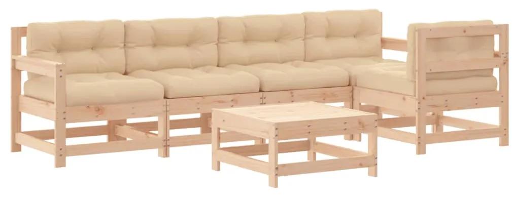 3185997 vidaXL Set mobilier relaxare de grădină & perne 6 piese lemn masiv pin