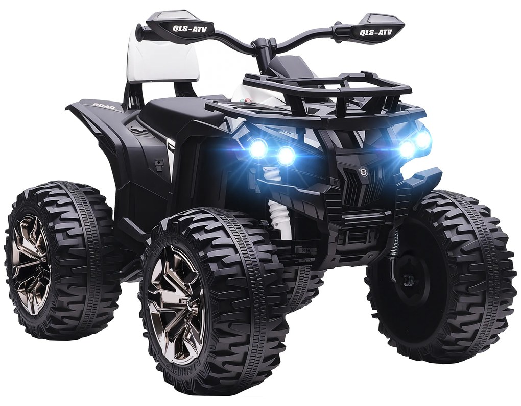 HOMCOM Quad Electric pentru Copii 3-5 Ani 12V, 3-8km/h Mini Quad pentru Copii cu 2 Motoare, Muzică, MP3, Conector USB, Card TF, Faruri și Pedală, Alb | Aosom Romania