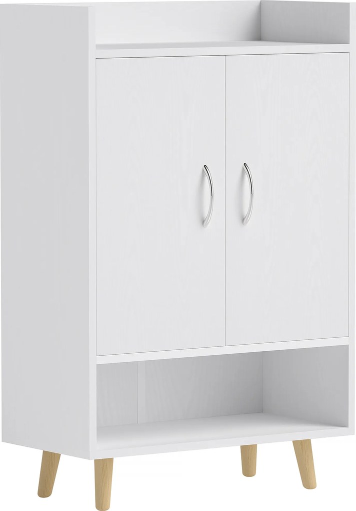 HOMCOM Dulap pentru încălțăminte, raft cu uși și polițe, pentru hol, comodă modernă pentru pantofi, suporturi pentru pantofi, 60 x 30 x 92 cm, Alb | Aosom Romania