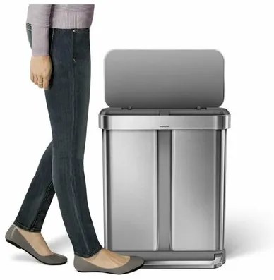 Simplehuman Coș de gunoi cu pedală pentru deșeurisortate 58 l, argintiu