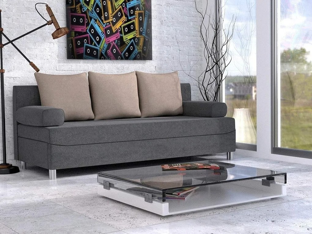 Canapea extensibilă Miami 118 Cutie de pat, 86x192x80cm, 65 kg, Picioare: Plastic, Lemn: Pin