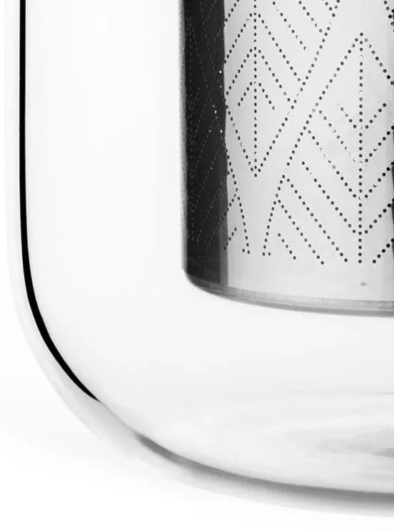 Cana pentru ceai cu infuzor si capac Viva Scandinavia MINIMA EVA V82748, 400 ml, Sticla, Bambus, Transparent/Gri