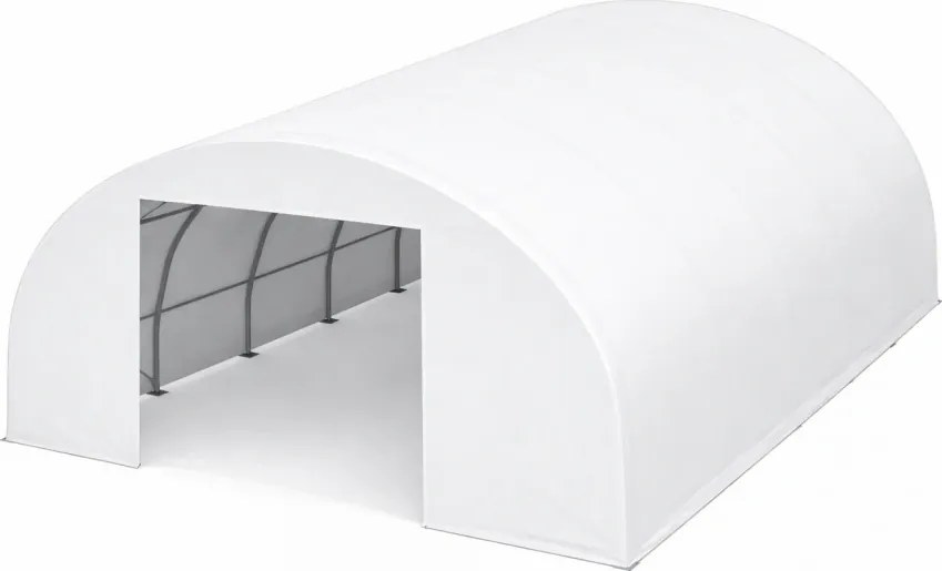 Cort profesional industrial de depozitare, structura simpla, tip semirotund, 12.2x24x6.1 m, Alb,