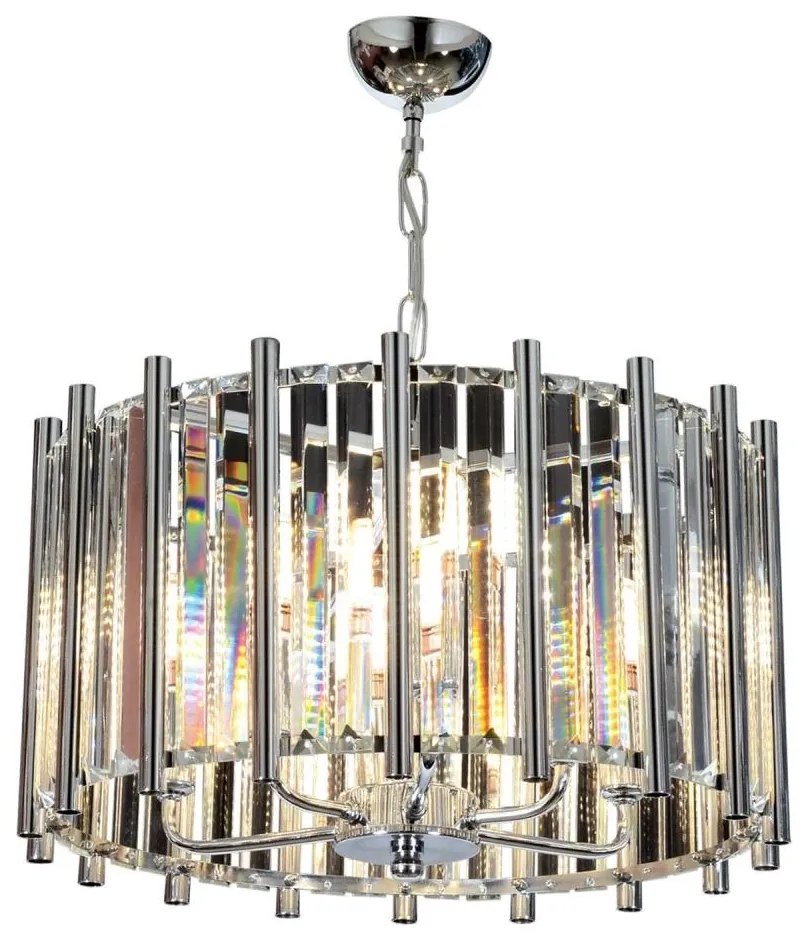 Candelabru cu lanț CRYSTALLINE, 6xE14/40W/230V, crom lucios