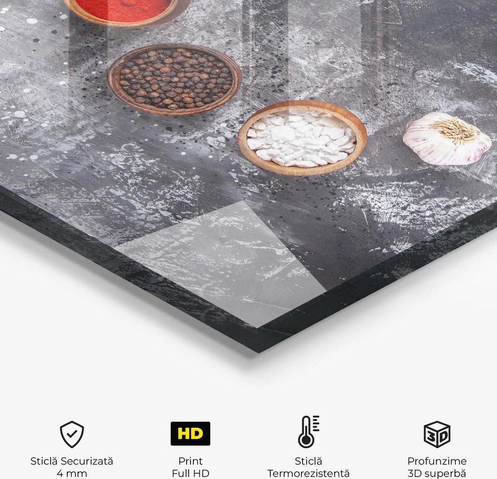 Panou Sticla Bucatarie, 60x120cm, Protectie aragaz, Antistropi, Termorezistent, Alimente, Condimente, Seasonings With Oil