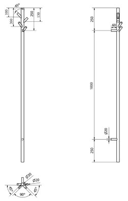 Uscător electric de prosoape Sapho PASADOR 30W/230V 150 cm negru mat