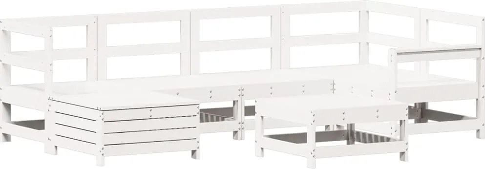 vidaXL Set canapea de grădină, 7 piese, alb, lemn masiv de pin