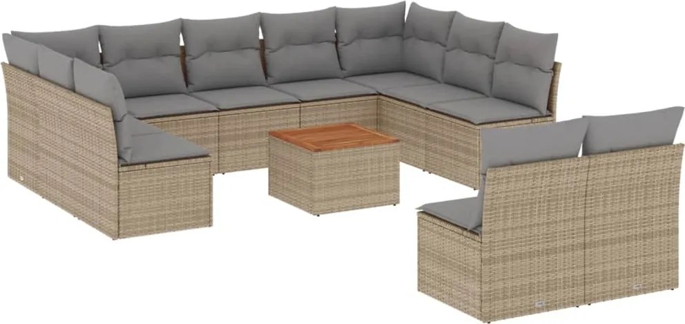 vidaXL Set canapele de grădină cu perne, 12 piese, bej, poliratan