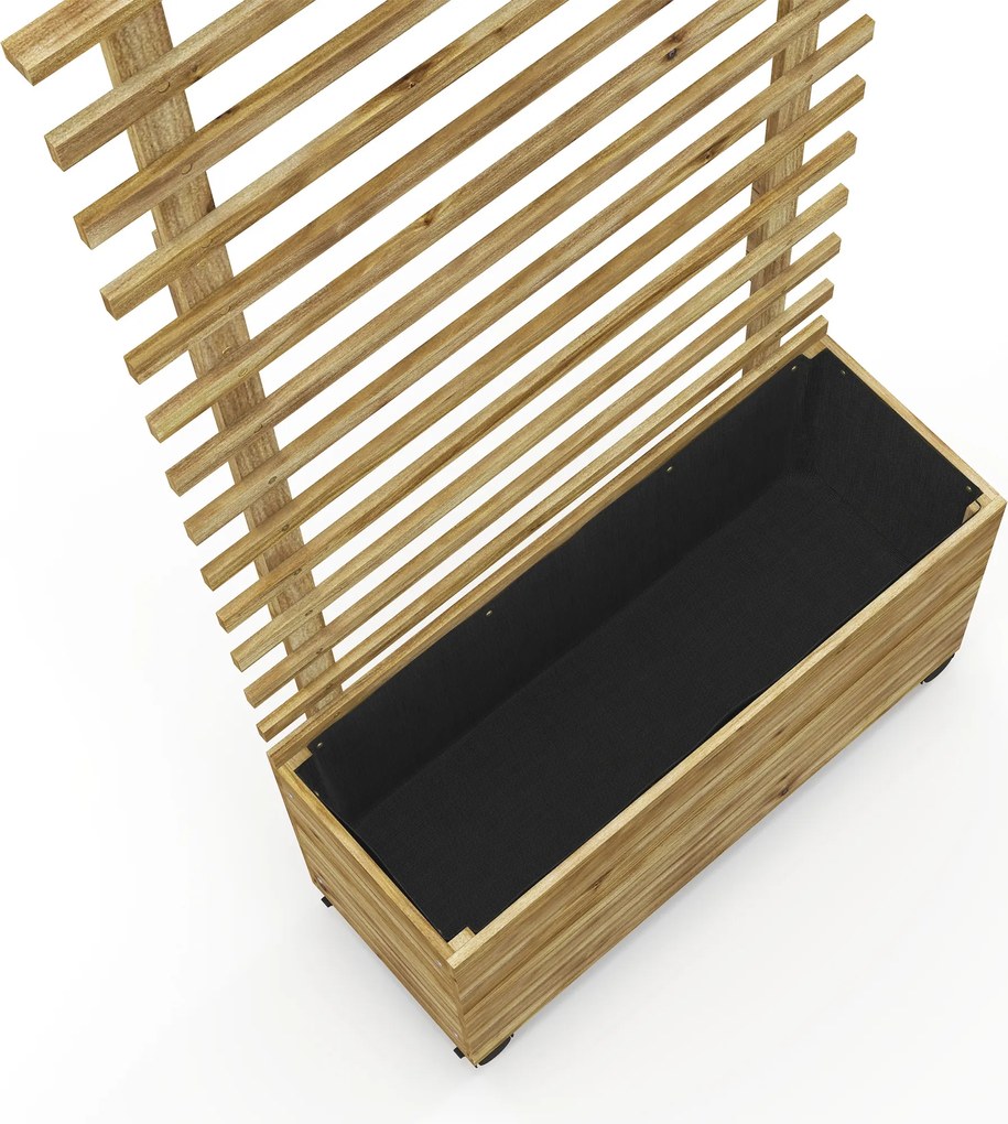 Outsunny Jardiniera inaltata verticala cu 4 roti si suport pentru plantele cataratoare, din  lemn de brad, 76x30x155cm, alb | Aosom Romania