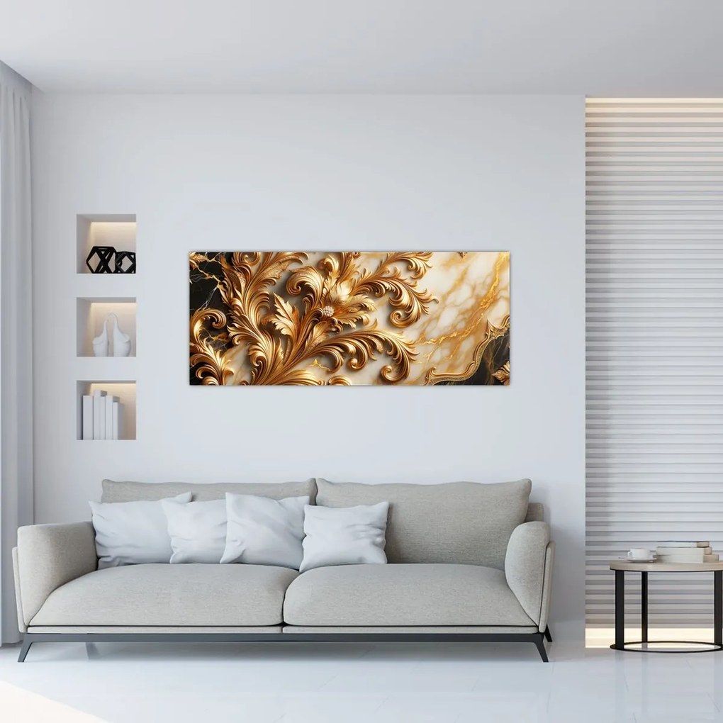 Tablou - Marmură cu auriu (120x50 cm)