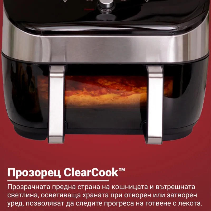 Friteuza cu aer cald Instant Pot Vortex Plus VersaZone ClearCook 140410001, 2 zone, 1700W, 8.5L, 6 programe, SyncCook, SyncFinish, Negru/Gri