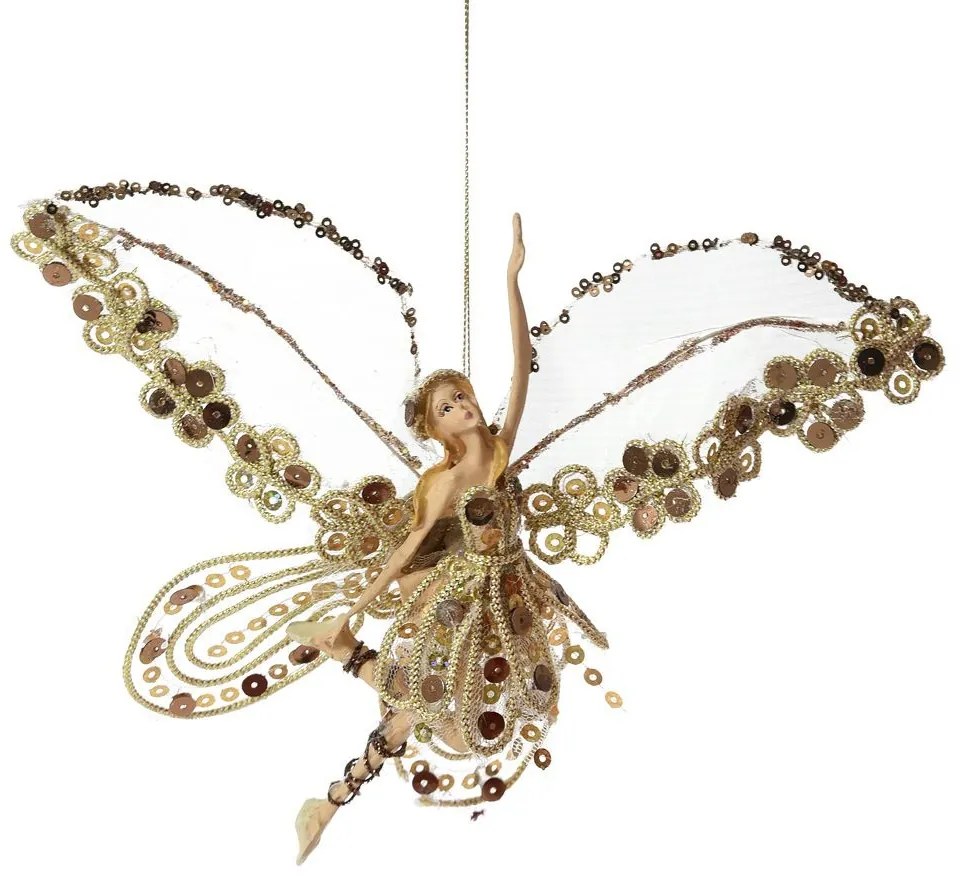 Ornament brad Fairy Brown Gold 19 x 17 cm