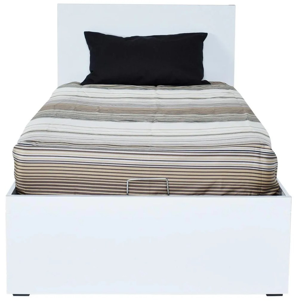 Pat de o persoană 90 cm Kalabora (cu somieră) (cu sp. depozitare) (alb). 1108497