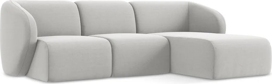 Colțar gri deschis cu tapițerie din catifea (cu colț pe partea dreaptă/cu șezlong) Lani – Makamii